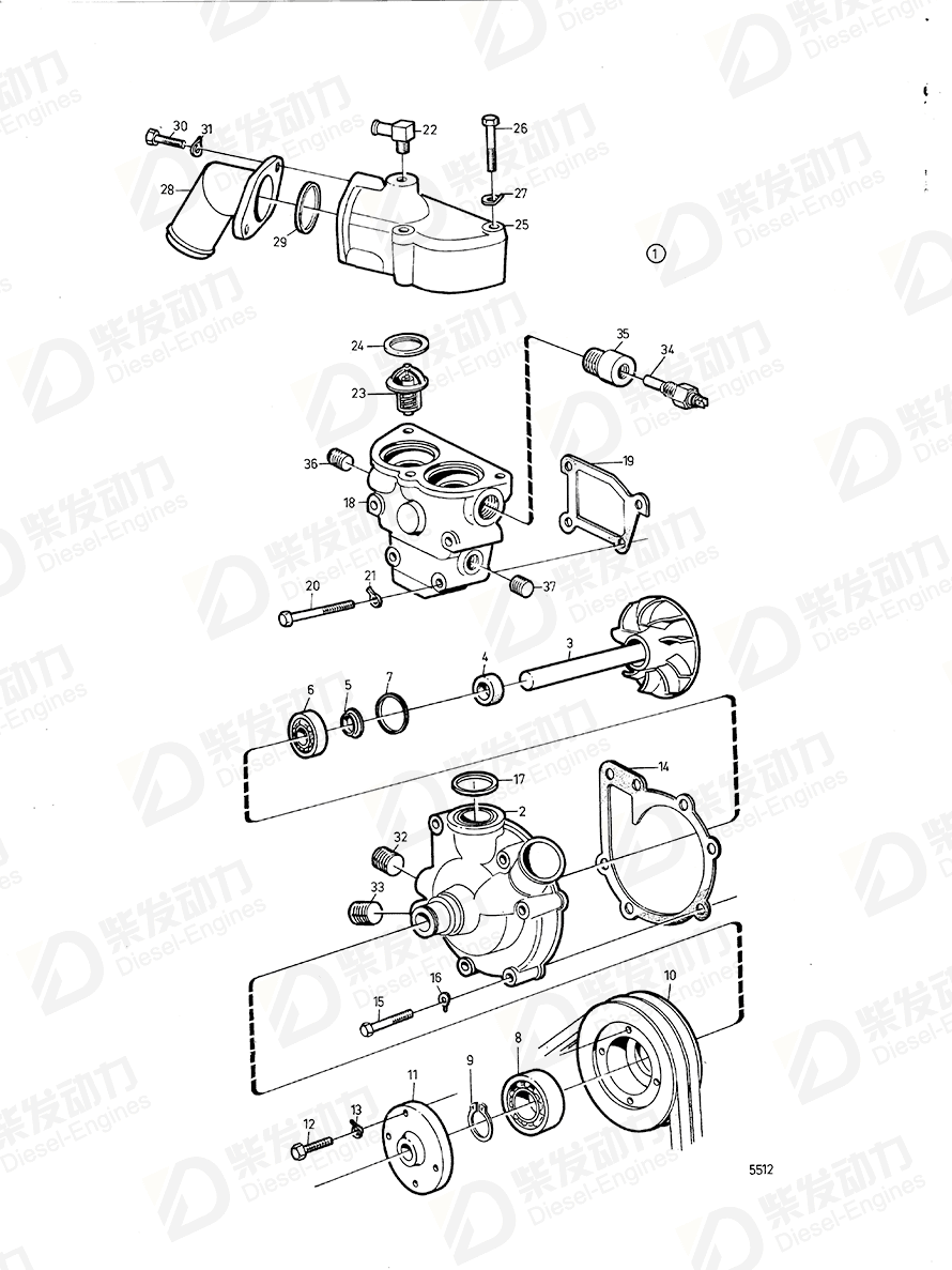 VOLVO Water pump 838938 Drawing